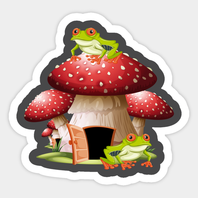 Frog on mushroom cottage core design - Frog On Mushroom - Sticker